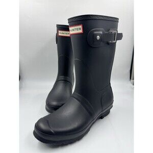 Hunter Women's Original Short Boot Black Matte US 8 Waterproof, Rain Boot New